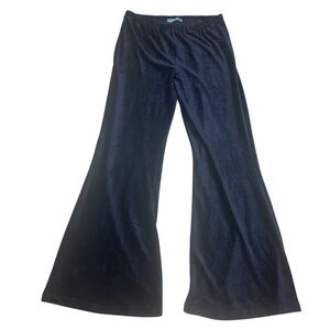 Chatoyant size 1x blue velour cord flare leg pull on pants dark navy casual lux